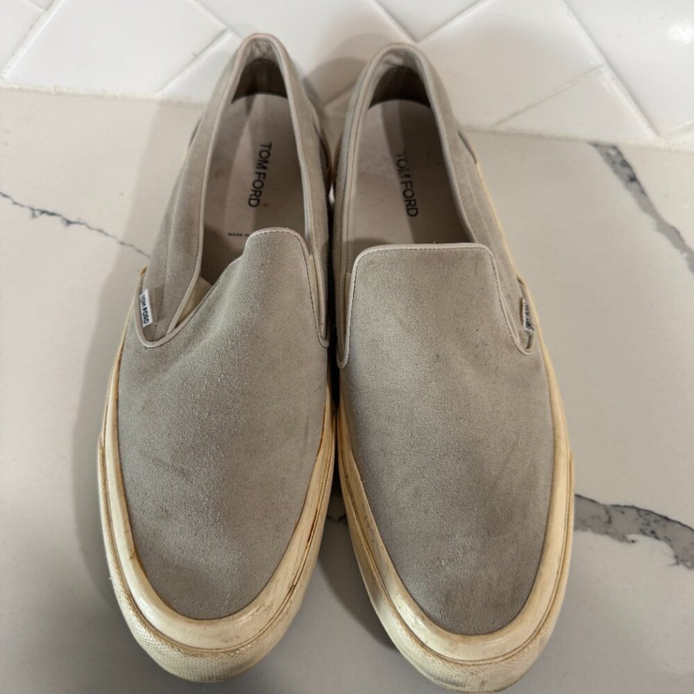 Tom Ford Grey Suede Slides